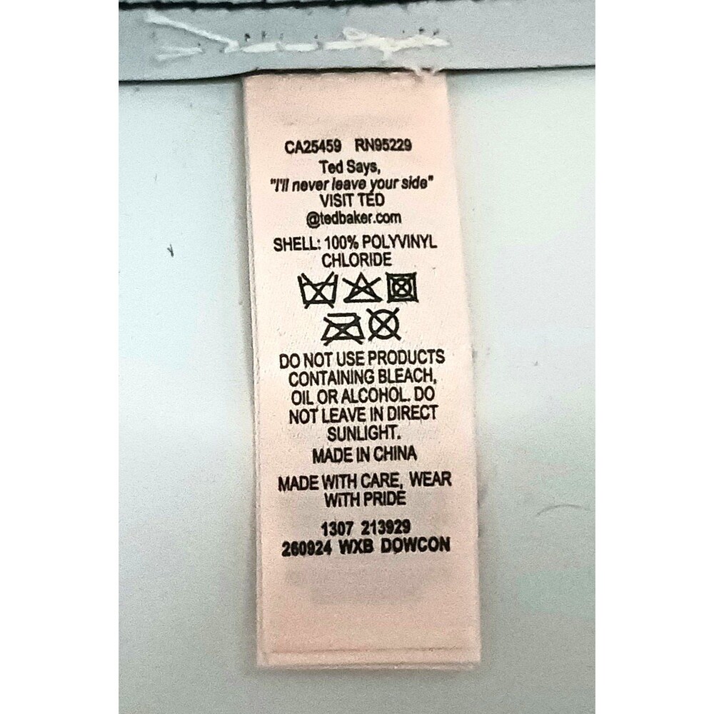 Ted Baker London Small Tote Bag Blk Floral Print Glossy PVC 10X4X9 - Picture 12 of 13